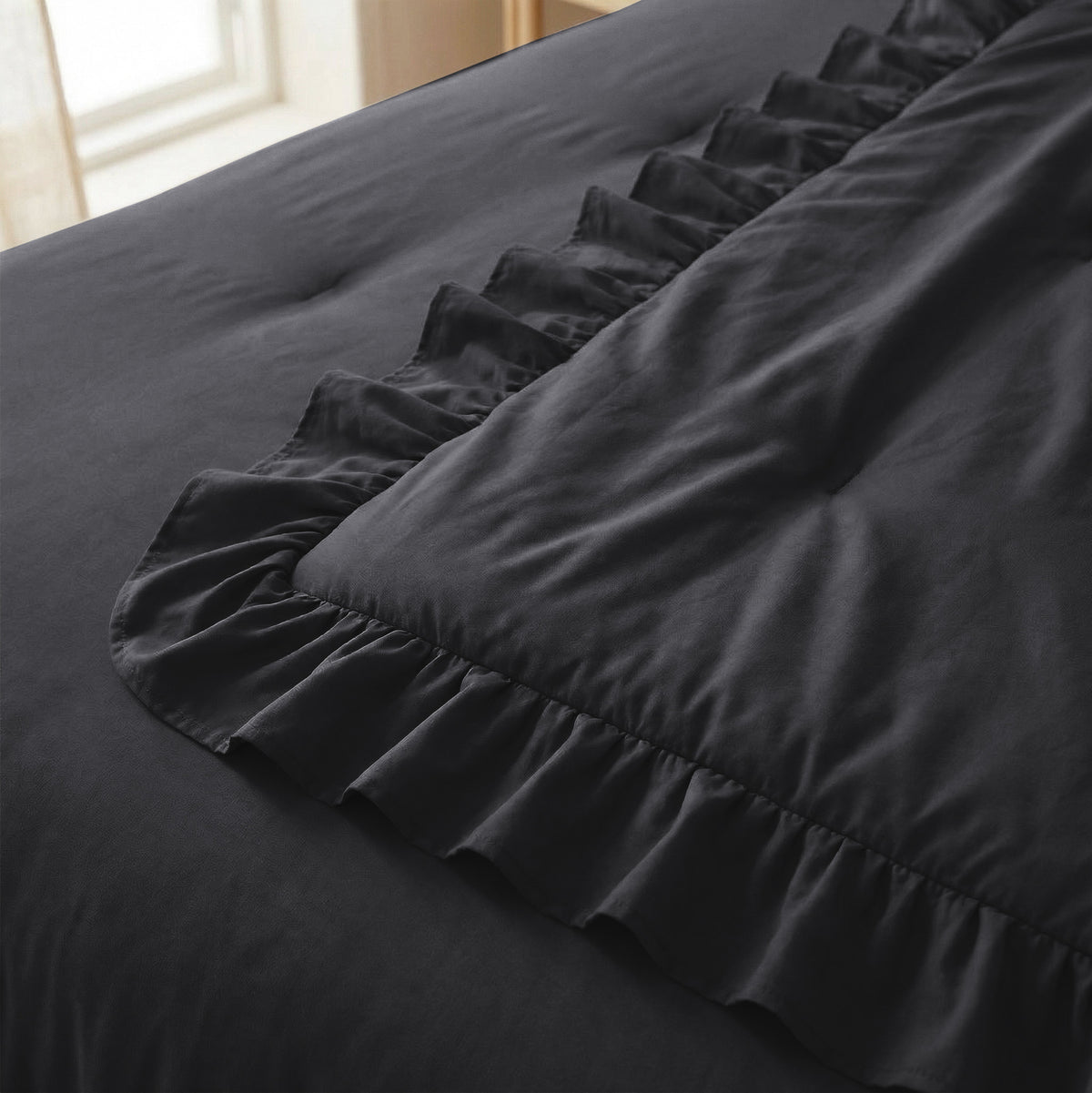 Sleeptime lazy dekbed Ruffles Antraciet