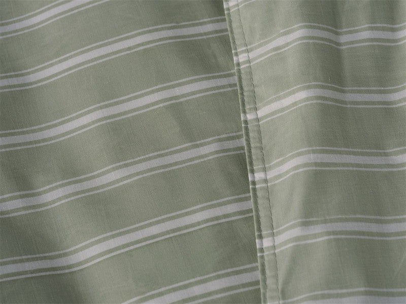 Zo Home Dekbedovertrek Percale Righe di Percalle Smokey Green