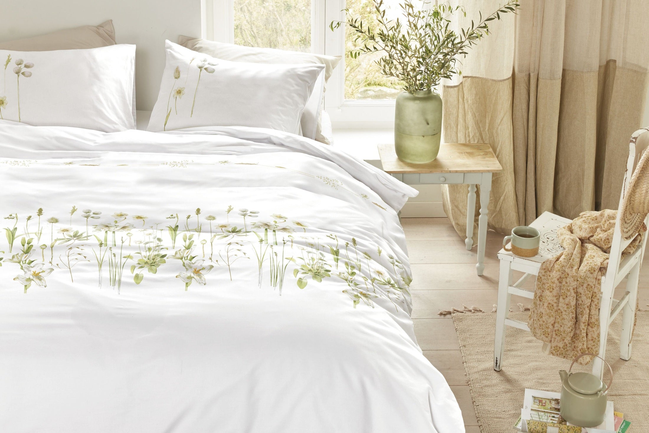 Marjolein Bastin Dekbedovertrek Katoen Amaryllis Wit