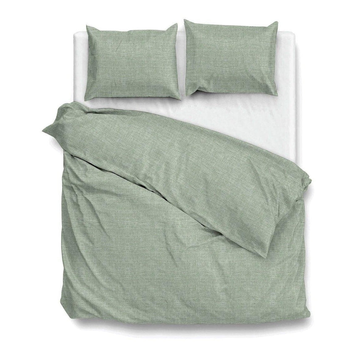 Zo Home Dekbedovertrek Lino Moss Green Katoen - Bedtextielonline.be
