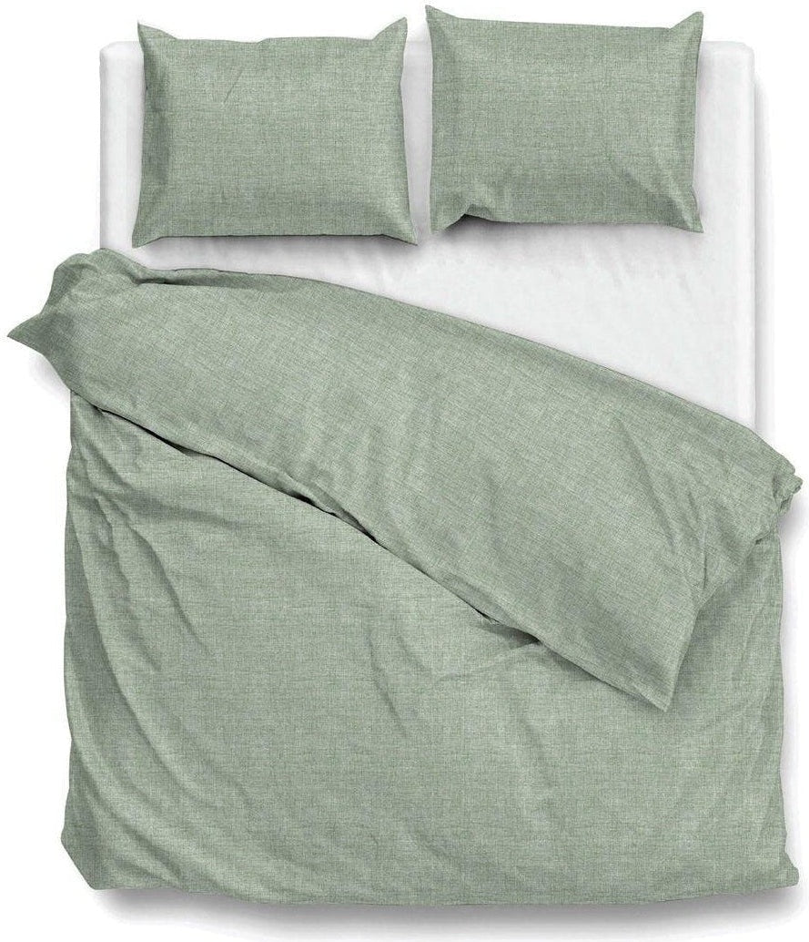 Zo Home Dekbedovertrek Lino Moss Green Katoen - Bedtextielonline.be