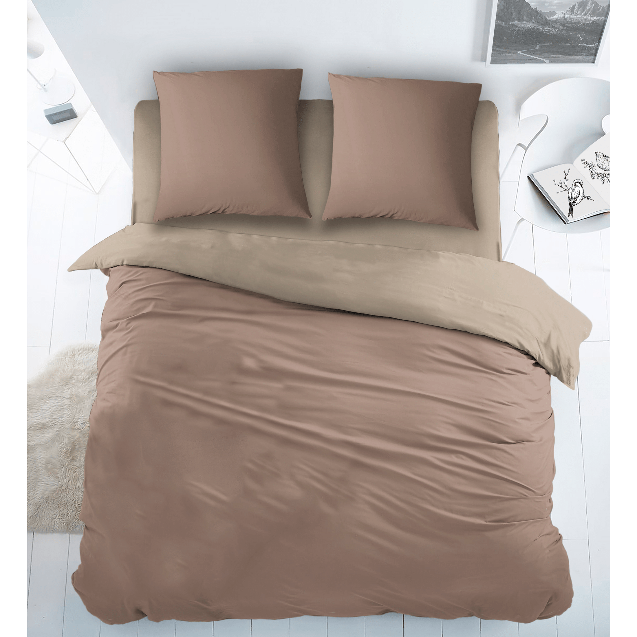 Sleepnight Dekbedovertrek Katoen Bi-Color Beige