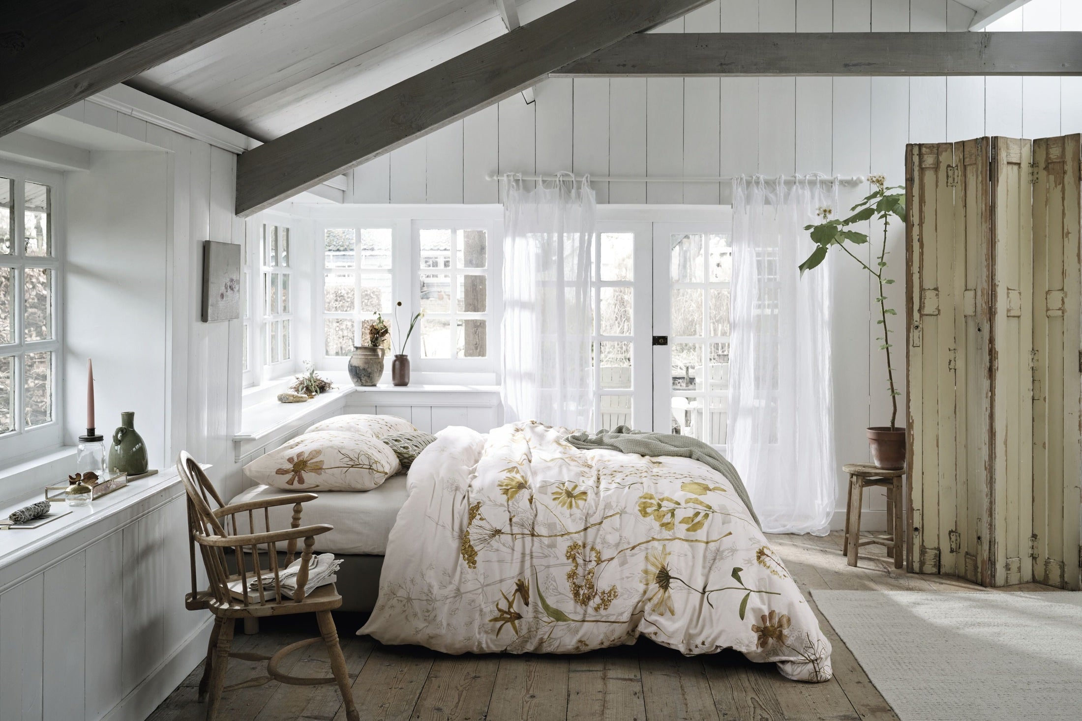 Ariadne at Home Dekbedovertrek Flanel Blow Gebroken wit