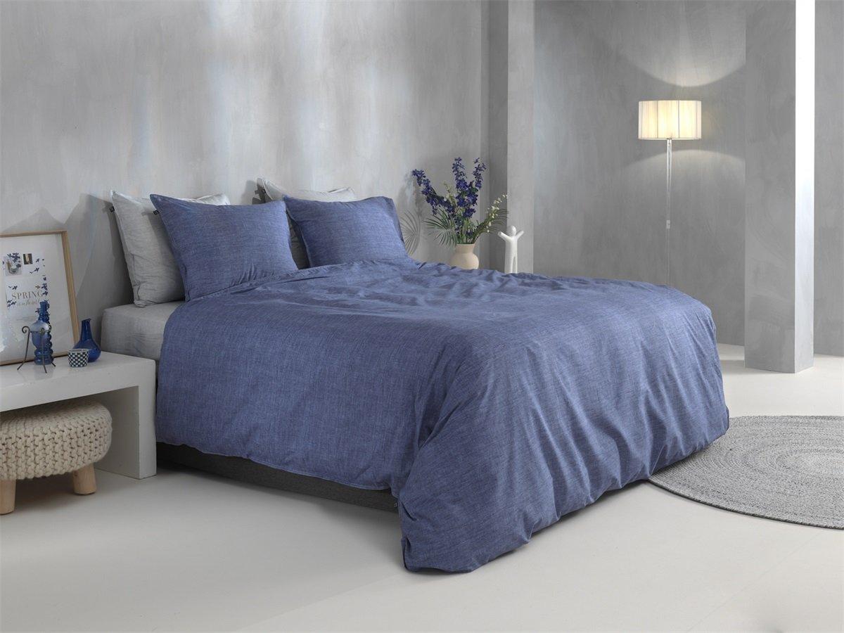 Zo Home Dekbedovertrek Lino Bonnet Blue Katoen - Bedtextielonline.be