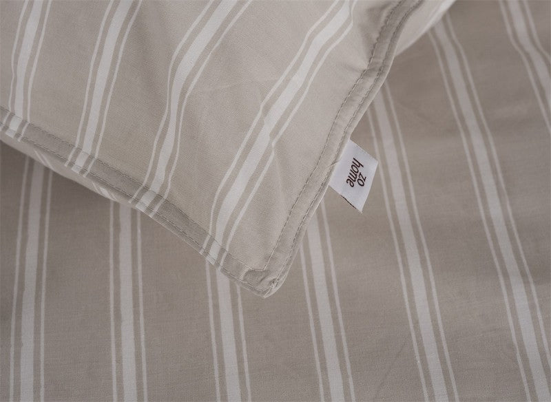 Zo Home Dekbedovertrek Percale Righe di Percalle Light Taupe