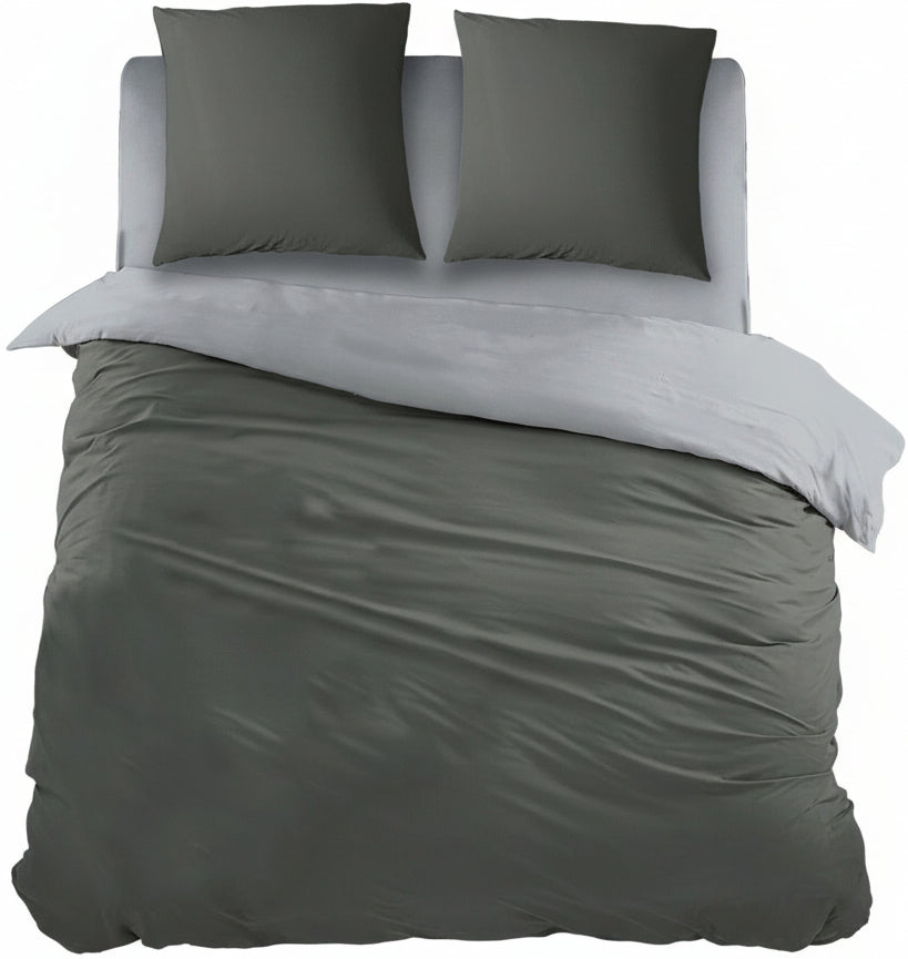 Sleepnight Dekbedovertrek Flanel Double Face Grey