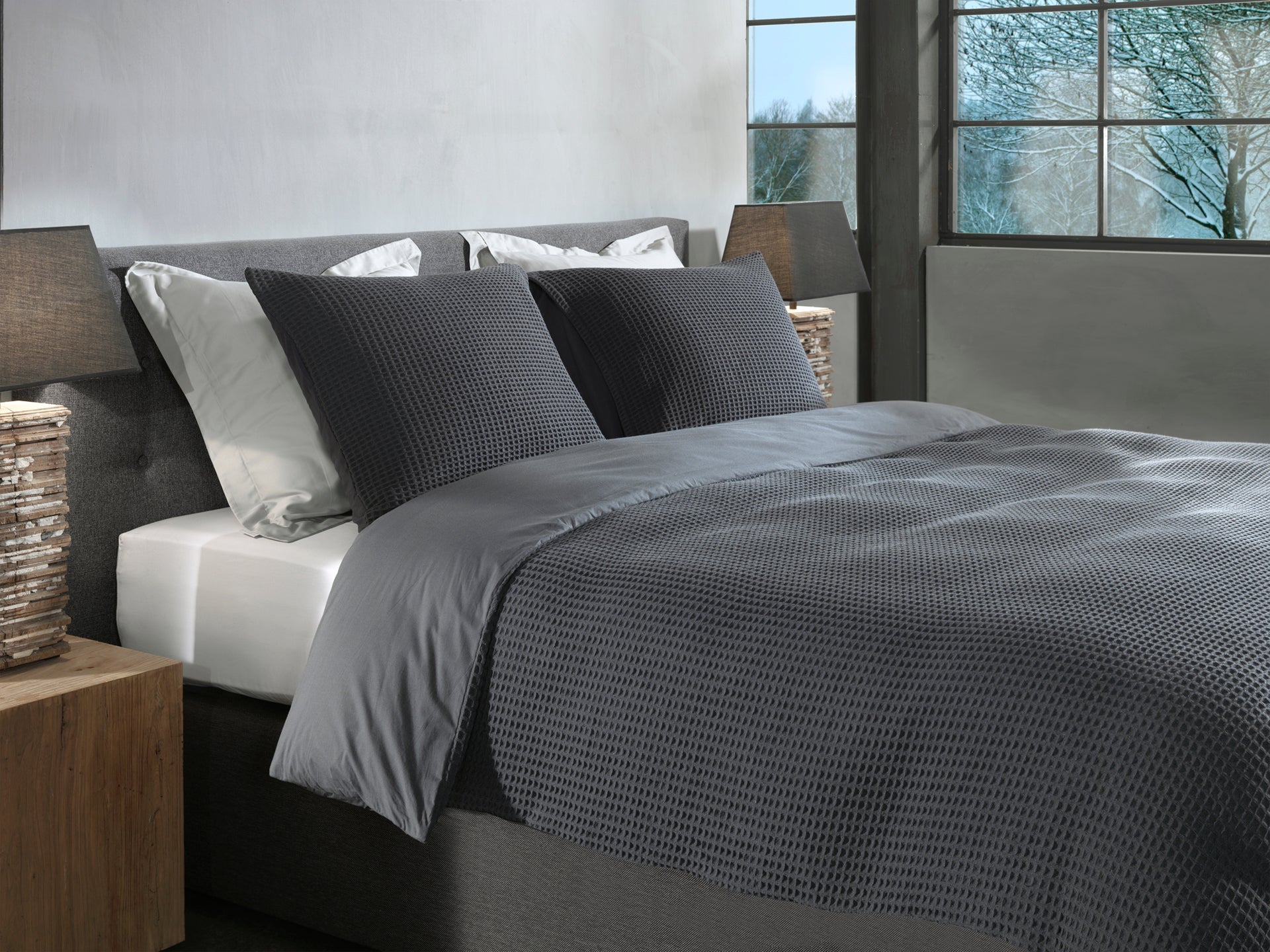 Heckettlane Dekbedovertrek Vafala Steel Grey Katoen