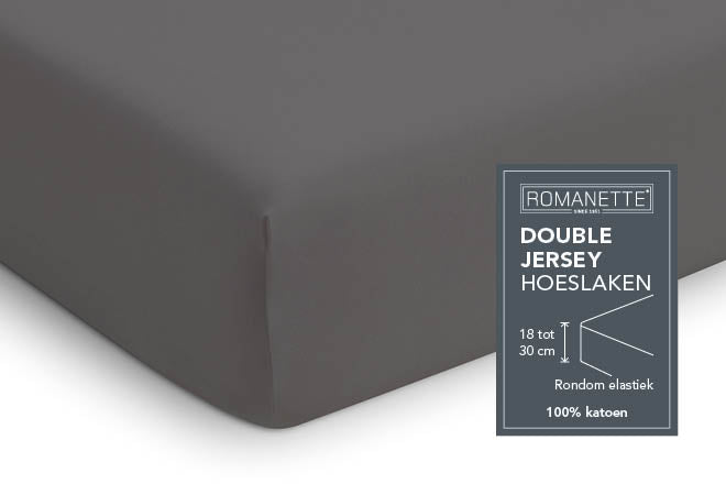 Romanette Hoeslaken Double Jersey Antraciet
