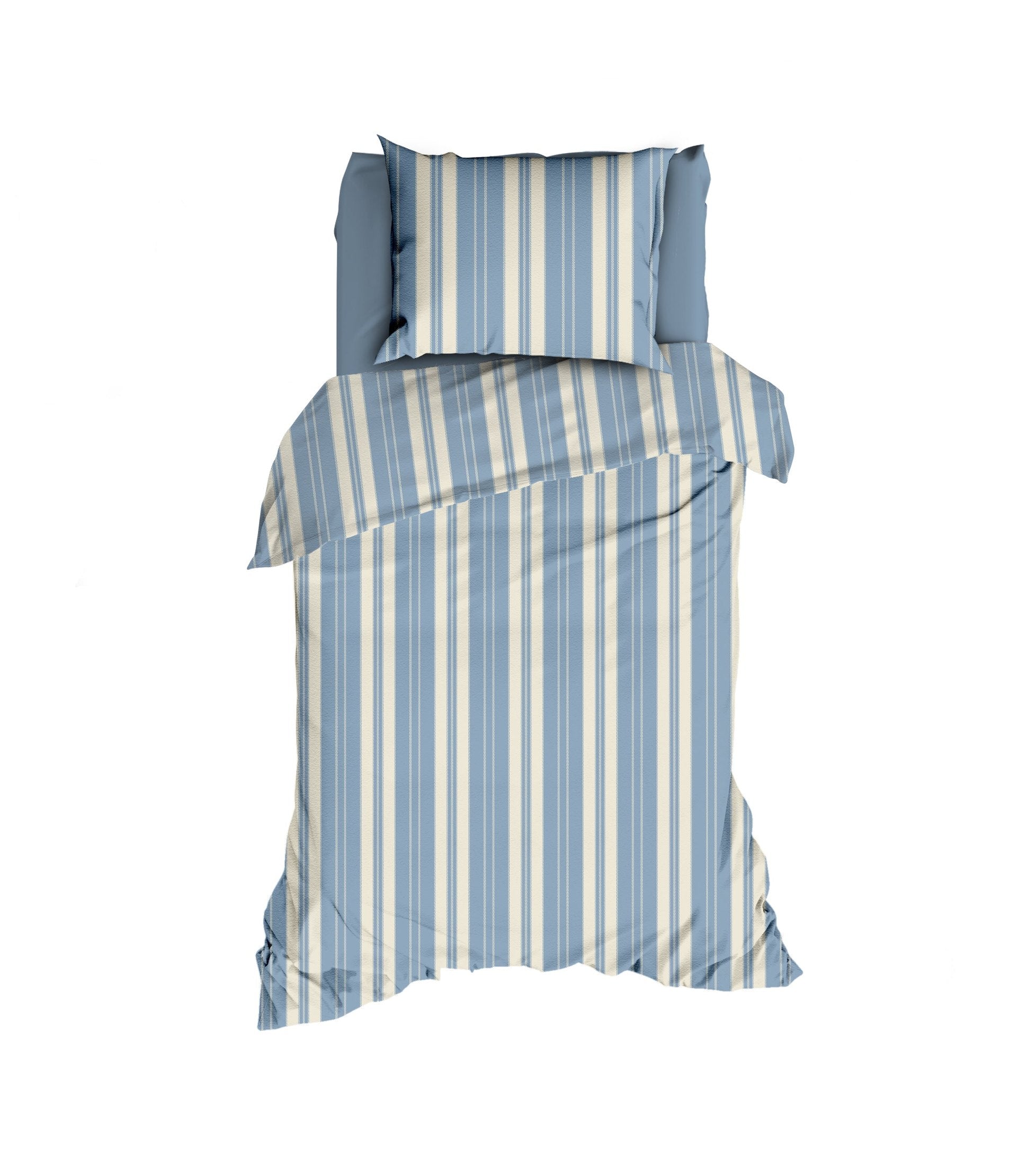Romanette Dekbedovertrek Flanel Nendaz Beige/Blauw