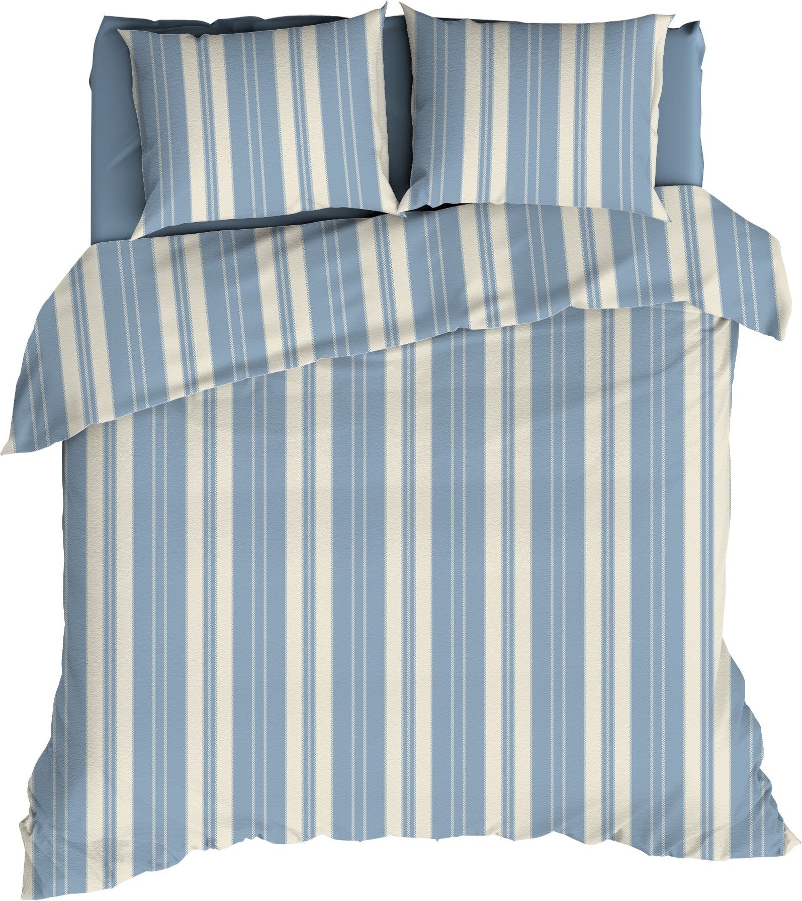 Romanette Dekbedovertrek Flanel Nendaz Beige/Blauw