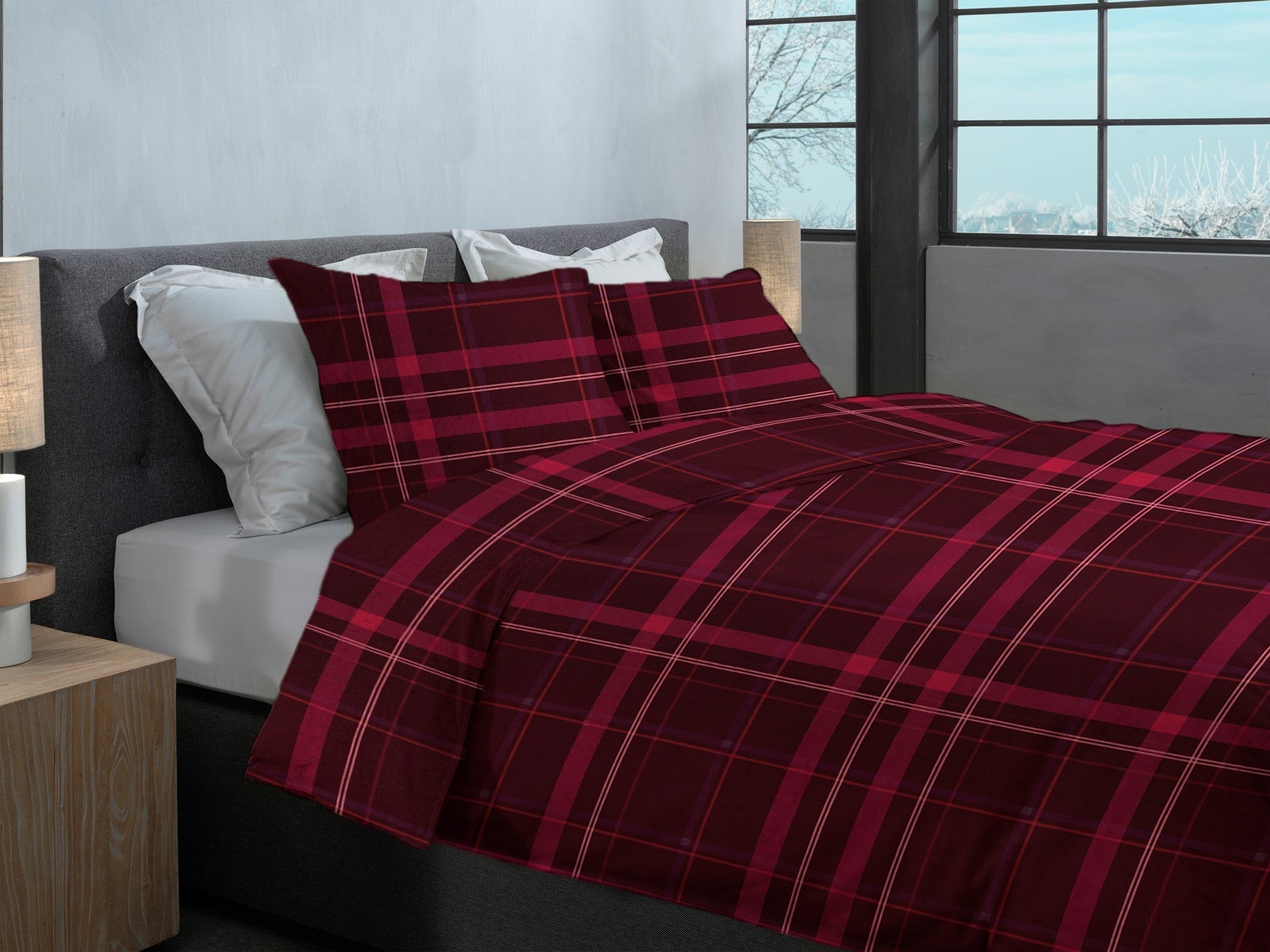Heckettlane Dekbedovertrek Flanel Silvan Red