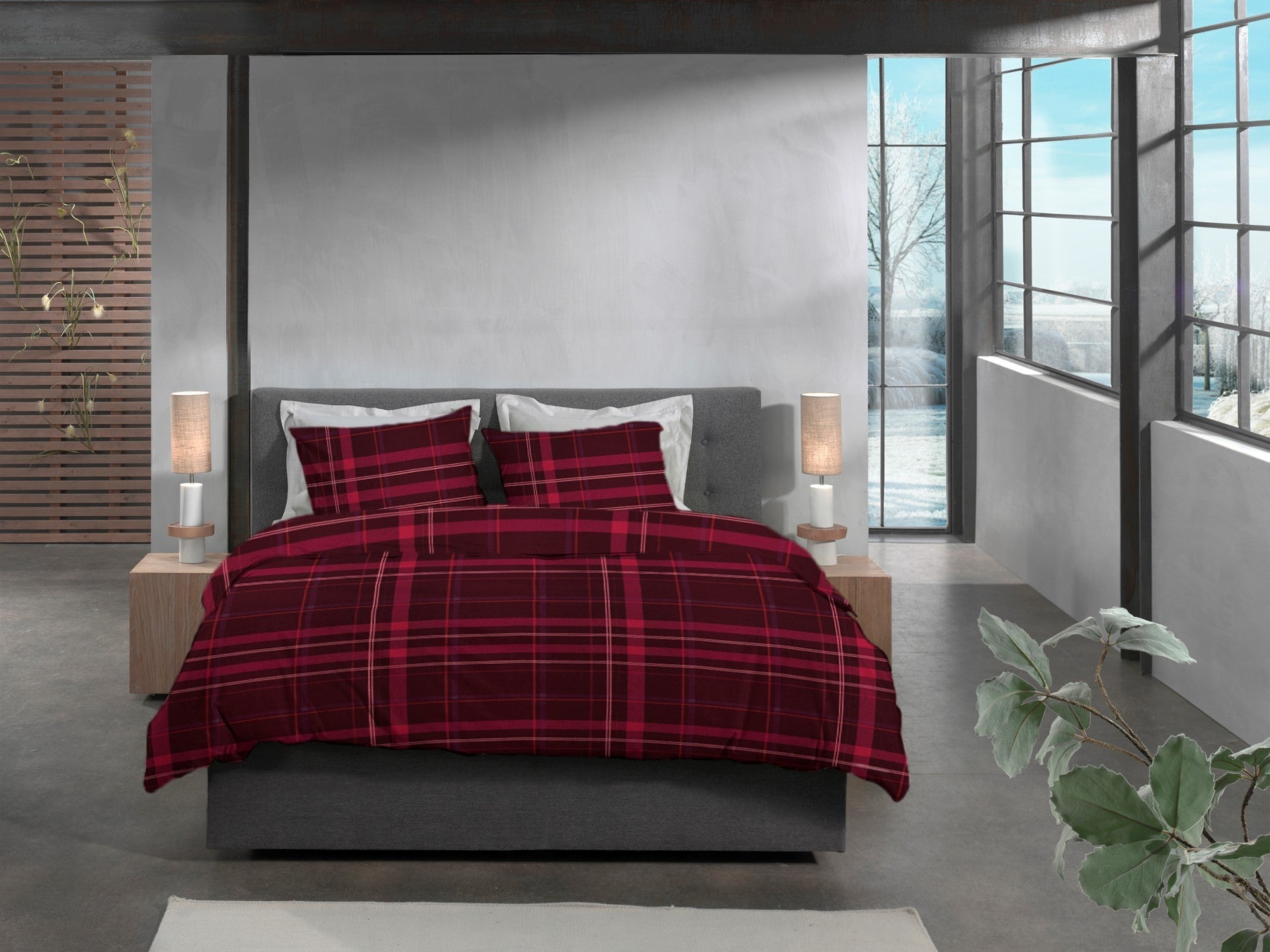 Heckettlane Dekbedovertrek Flanel Silvan Red