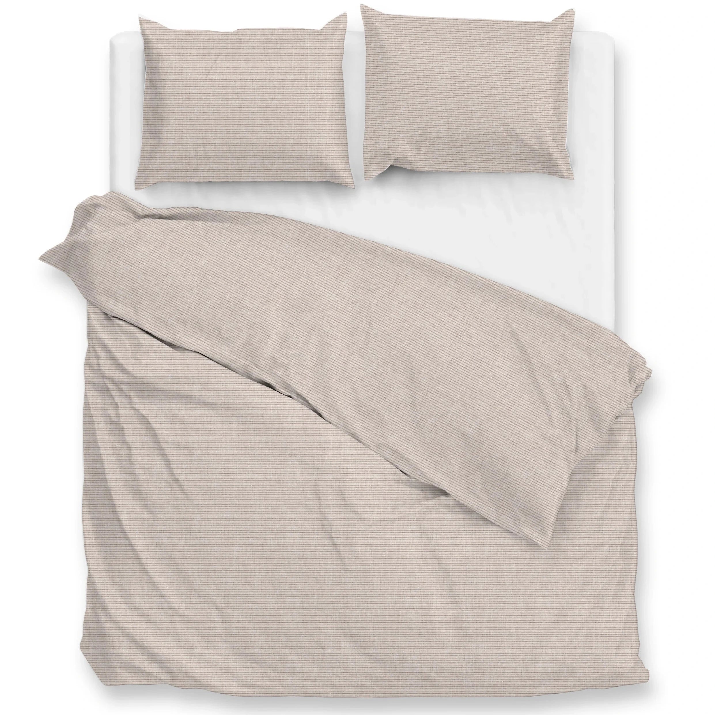 Zo Home Dekbedovertrek Katoen Striscia di Lino - Sandy Beige