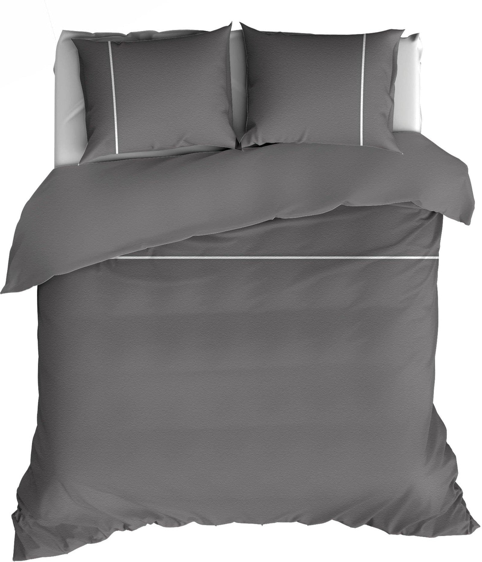 Dekbedovertrek Flanel Duchesse Antraciet Wit - Bedtextielonline.be