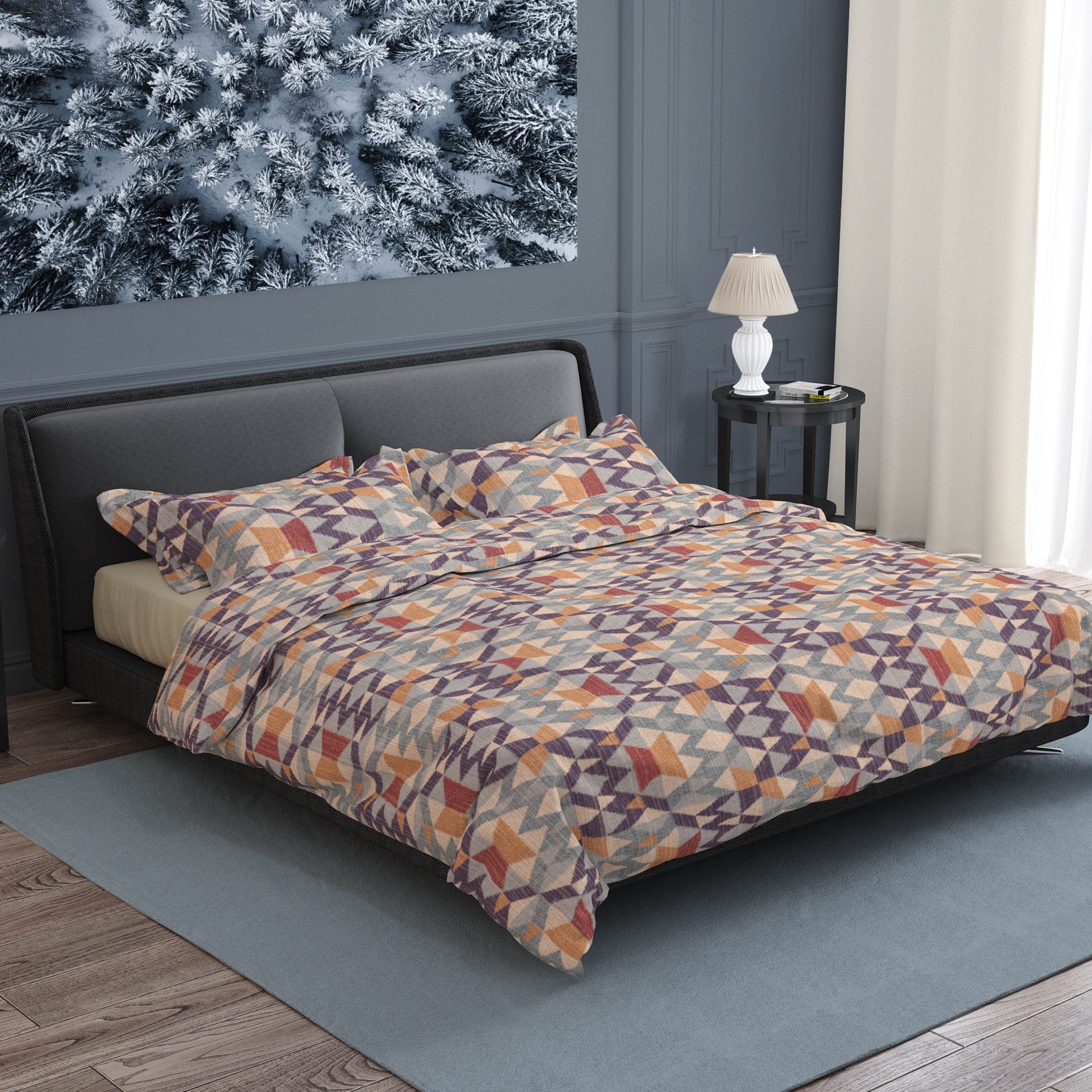 Romanette Dekbedovertrek Flanel Nevada Blauw/Terra