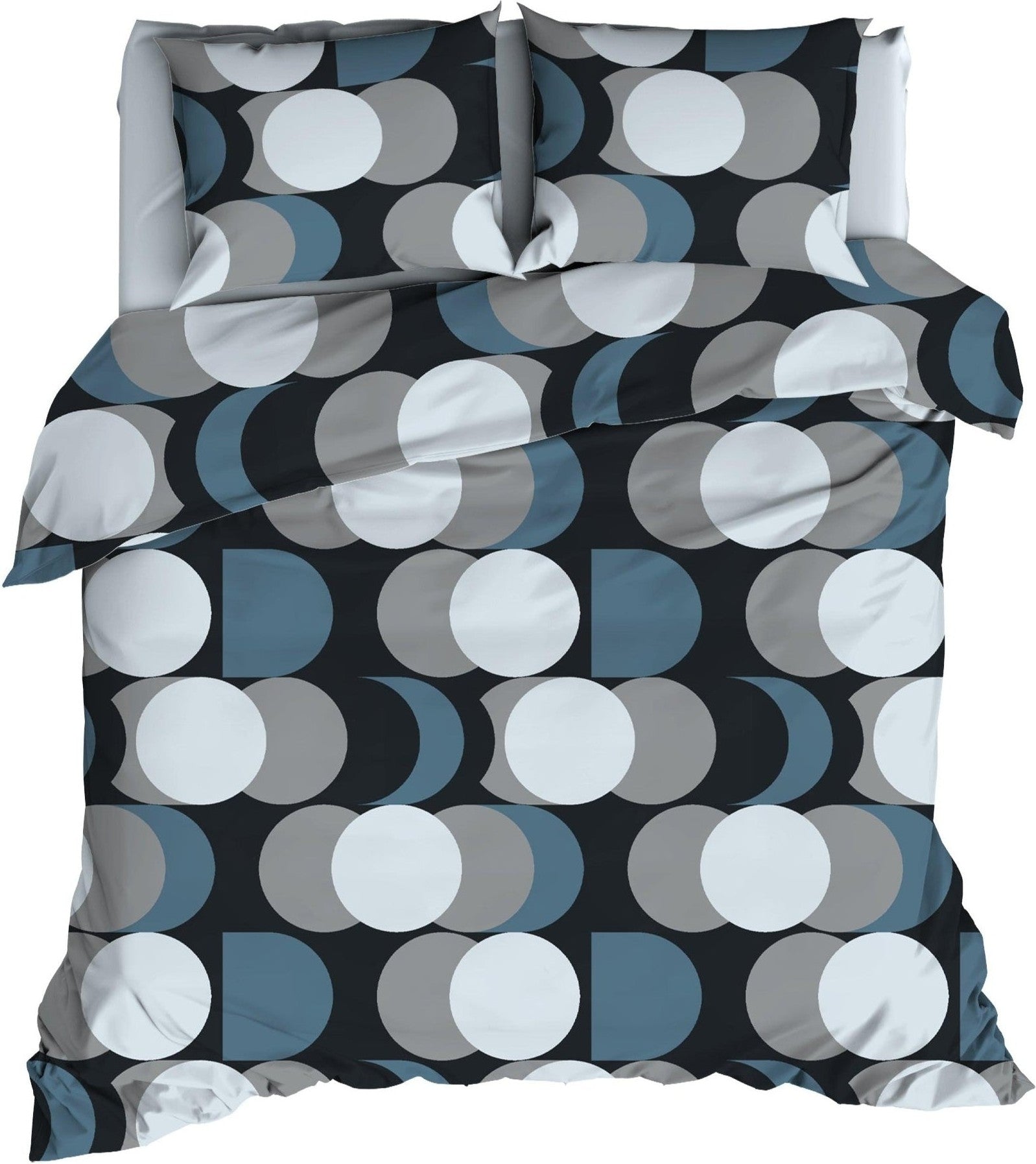 Dekbedovertrek Satijn Artballs Blauw Grijs - Bedtextielonline.be