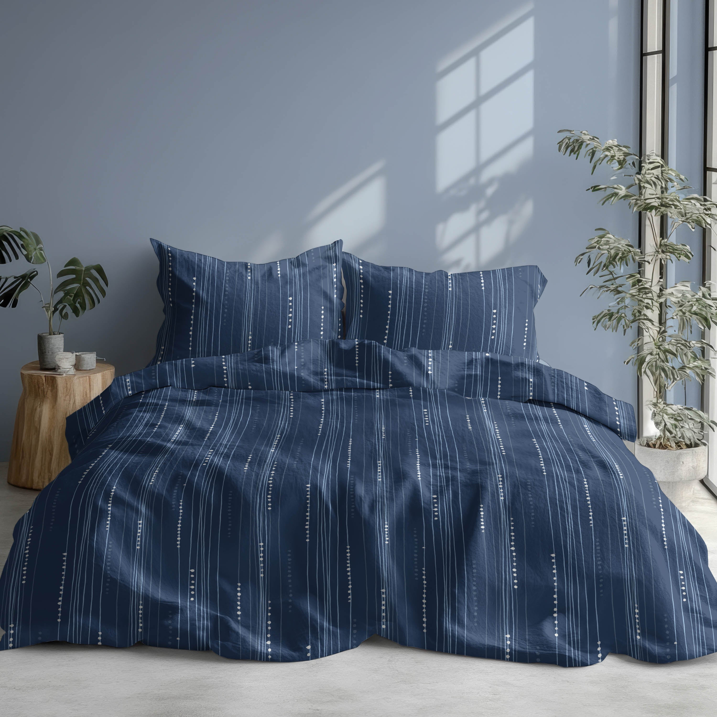 Romanette Dekbedovertrek Katoen Bondi - Denim Blue