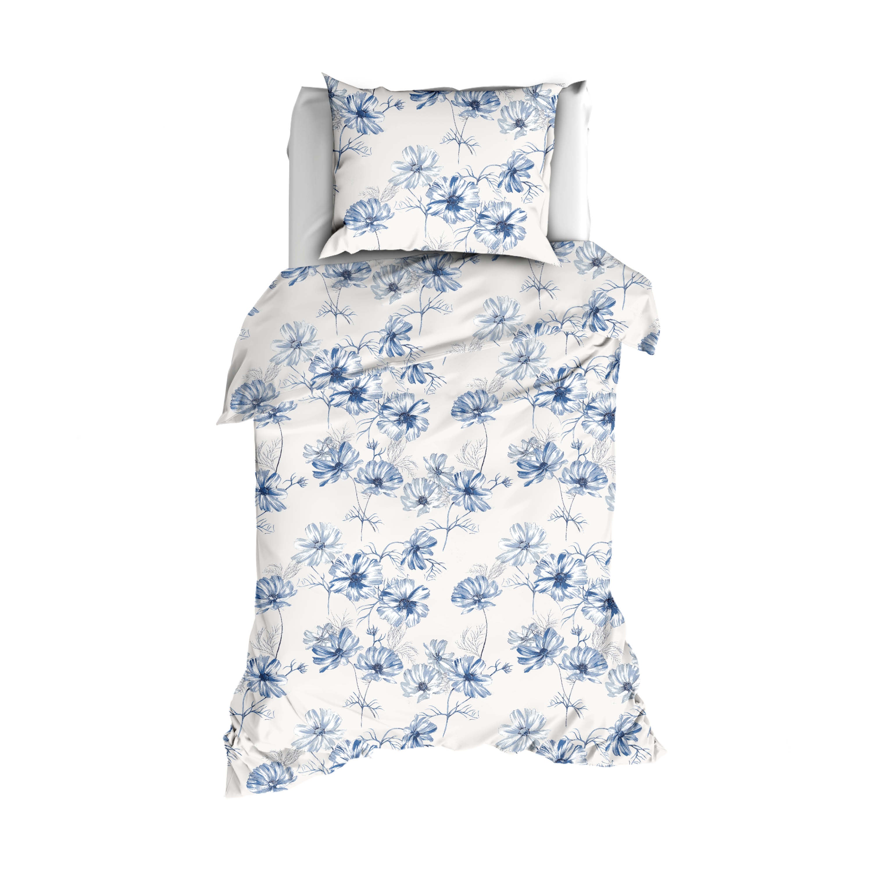 Romanette dekbedovertrek katoen Filippa, blauw