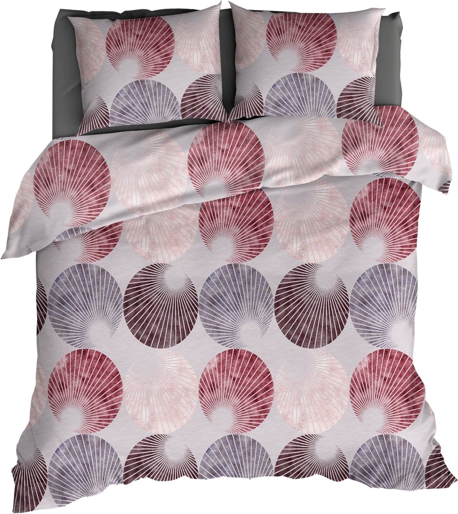 Romanette Dekbedovertrek Flanel Gerlos Grijs/Bordo