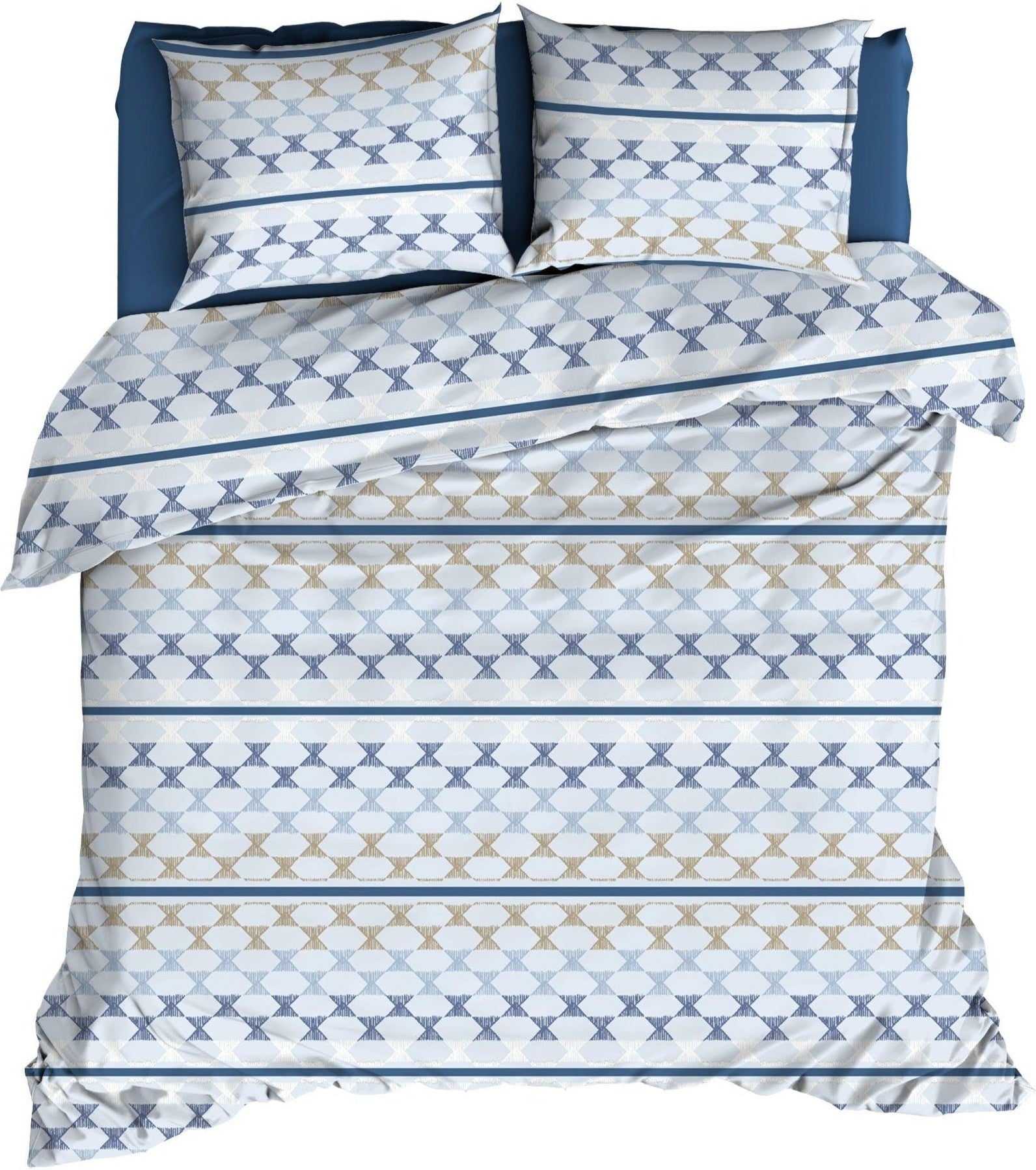 Romanette Dekbedovertrek Katoen Kapla Blauw - Bedtextielonline.be