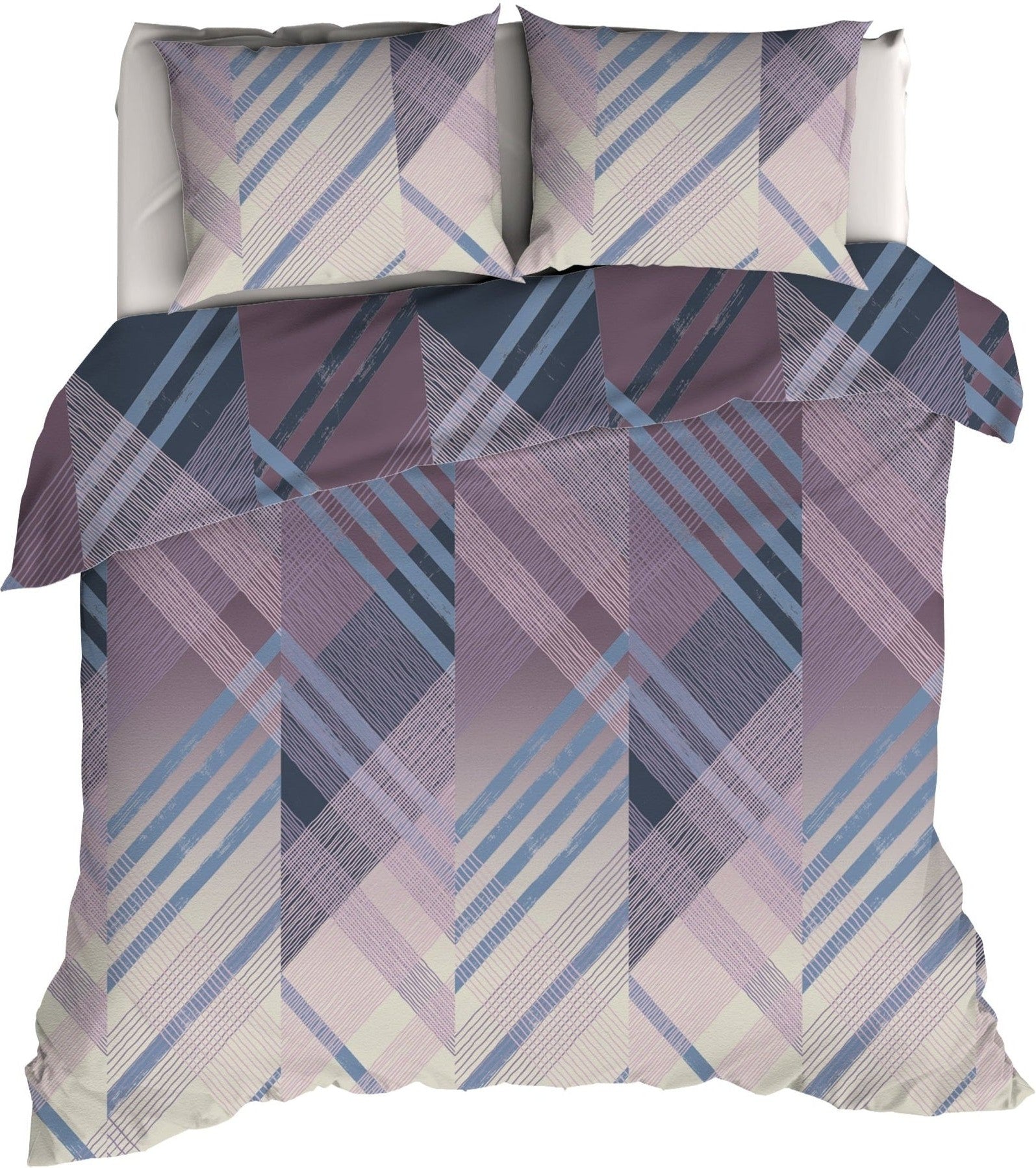 Romanette Dekbedovertrek Flanel Valmont Blauw/Lila