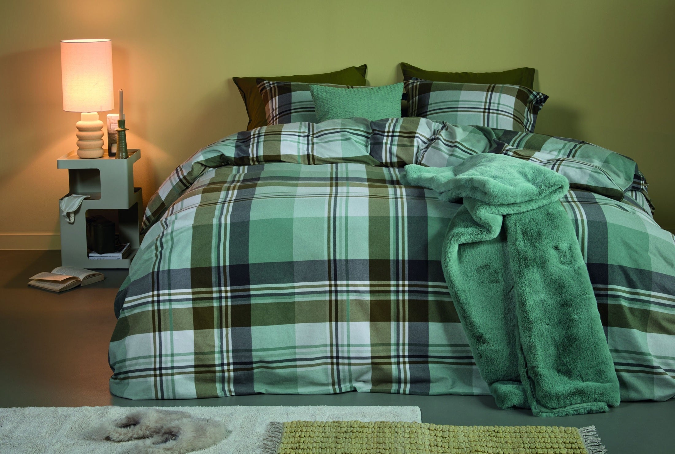 Beddinghouse Dekbedovertrek Flanel Vernon Groen