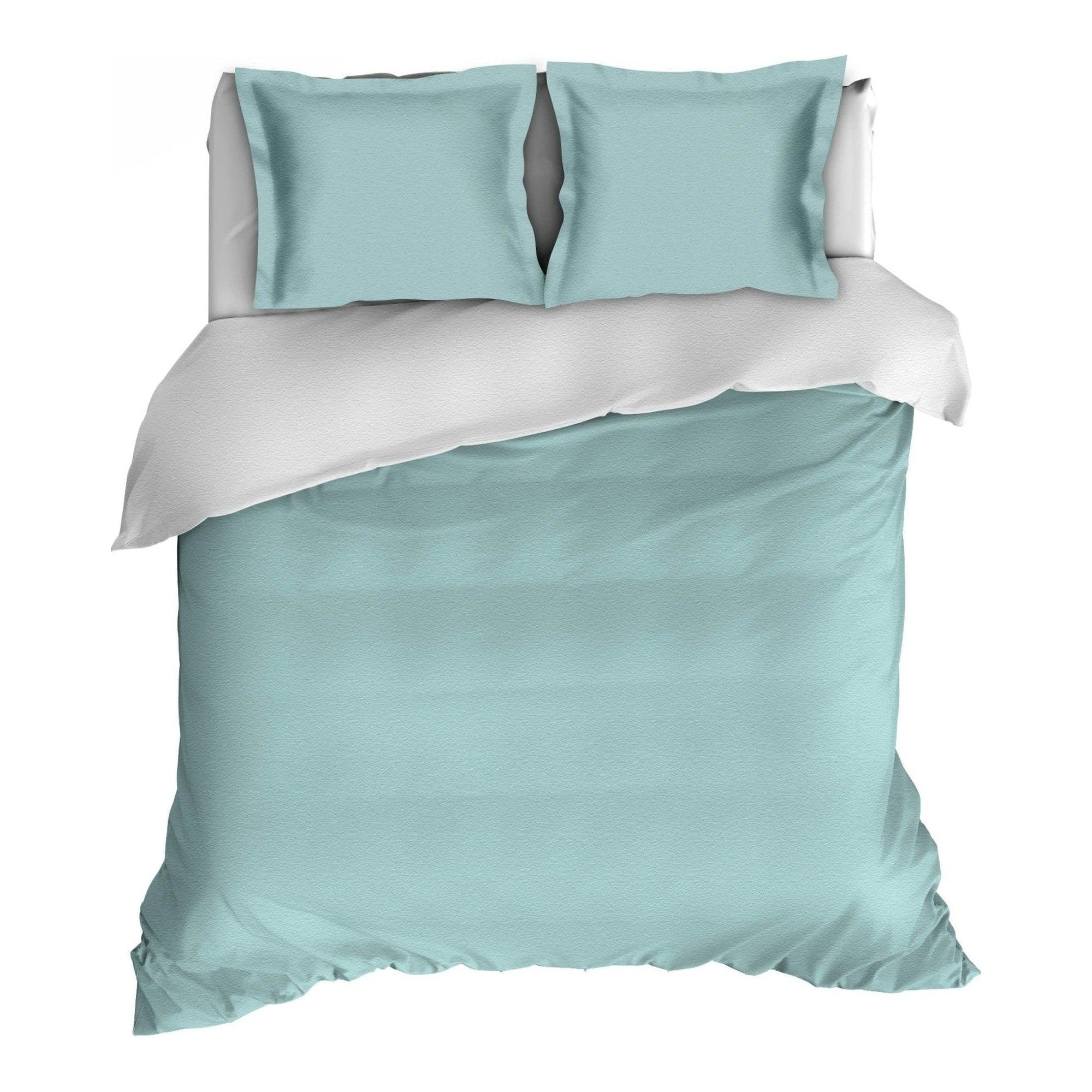 Romanette dekbedovertrek flanel Comtesse Misty Green wit