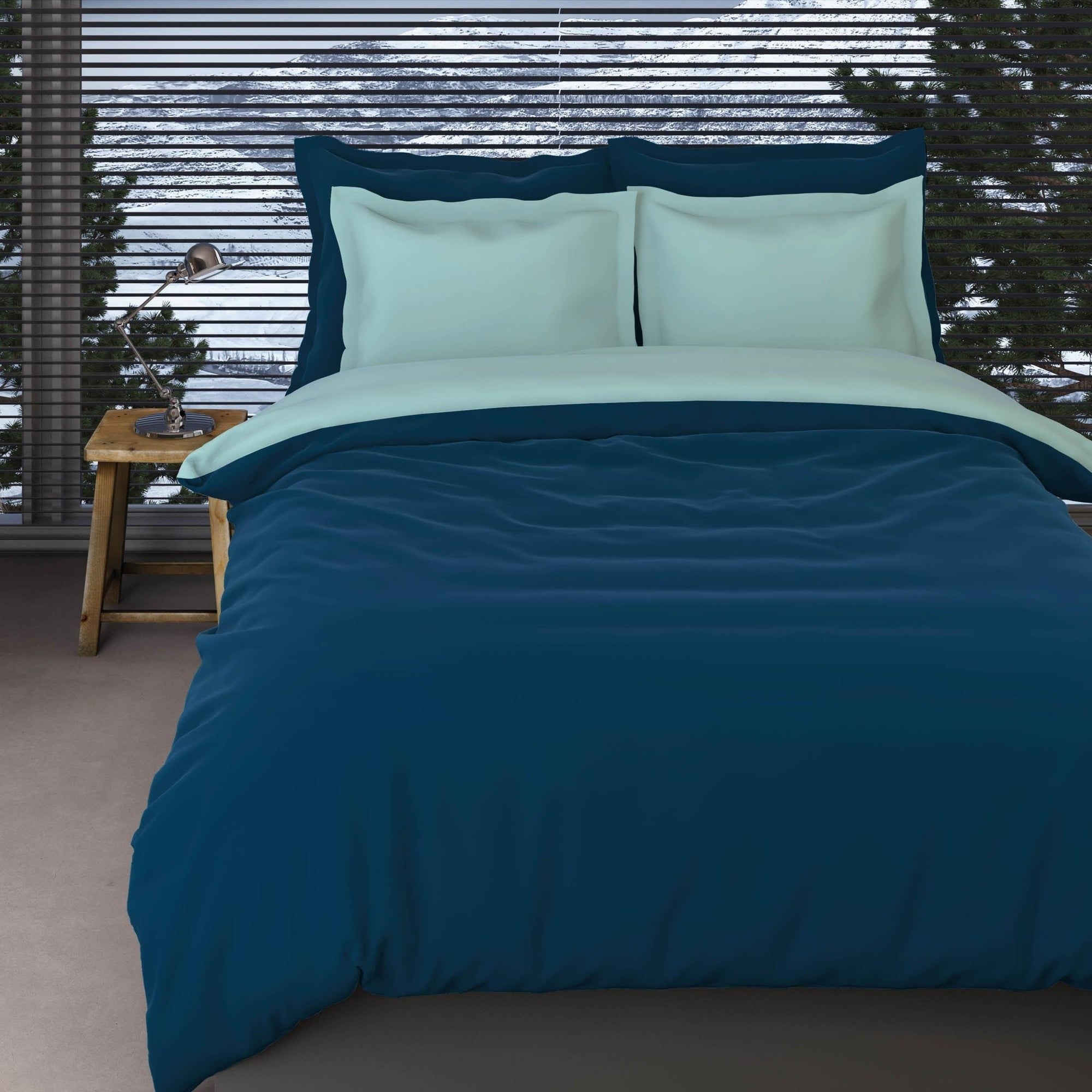 Romanette dekbedovertrek flanel Comtesse Teal Misty Green
