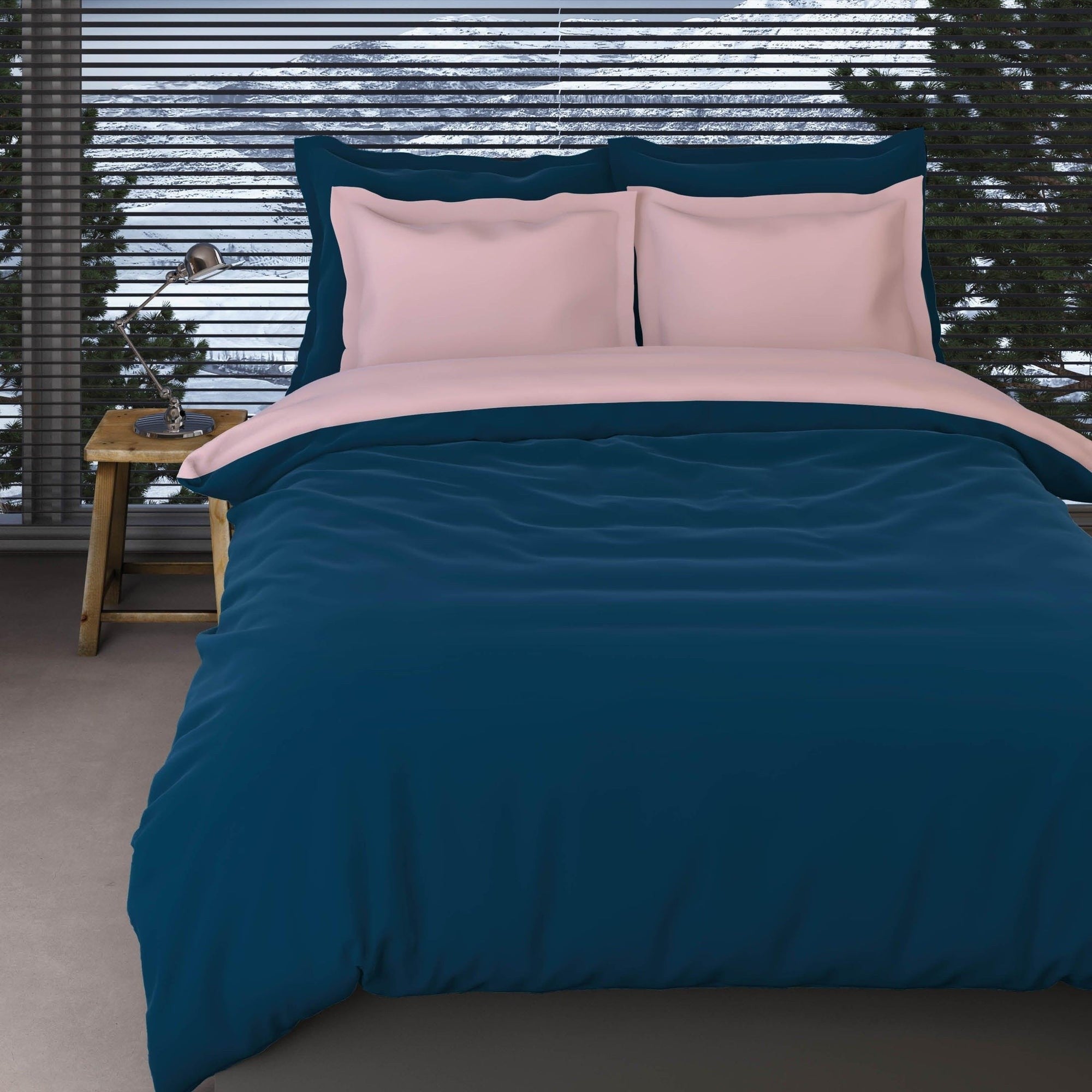 Romanette dekbedovertrek flanel Comtesse Teal Rose