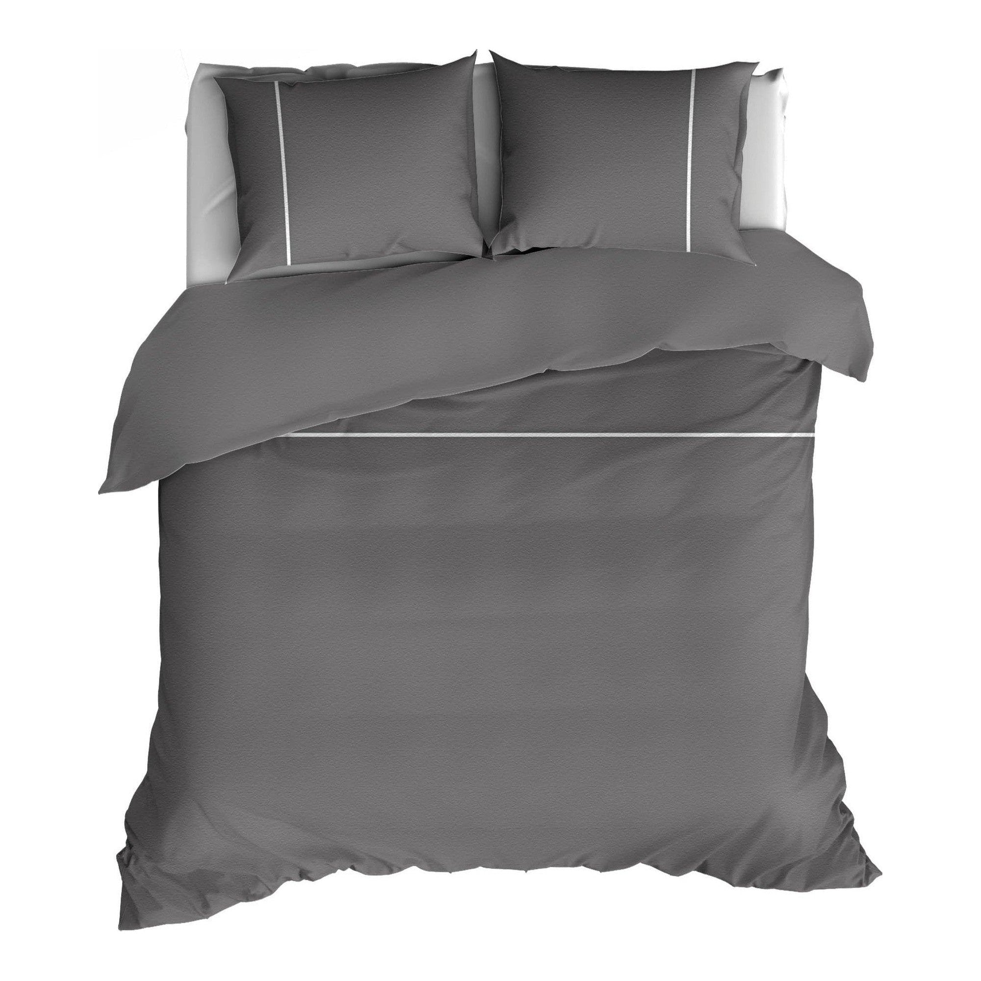 Romanette dekbedovertrek flanel Duchesse antraciet wit