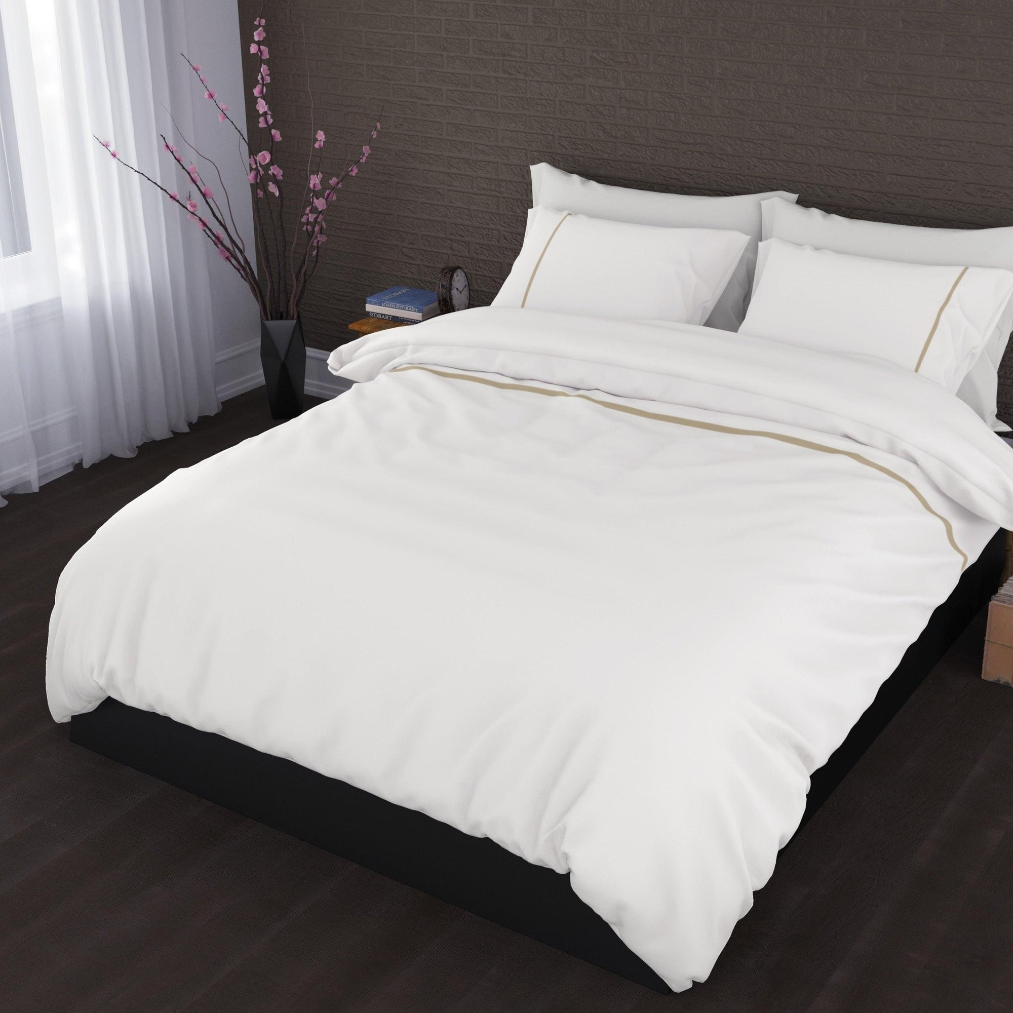 Romanette dekbedovertrek flanel Duchesse wit Sand