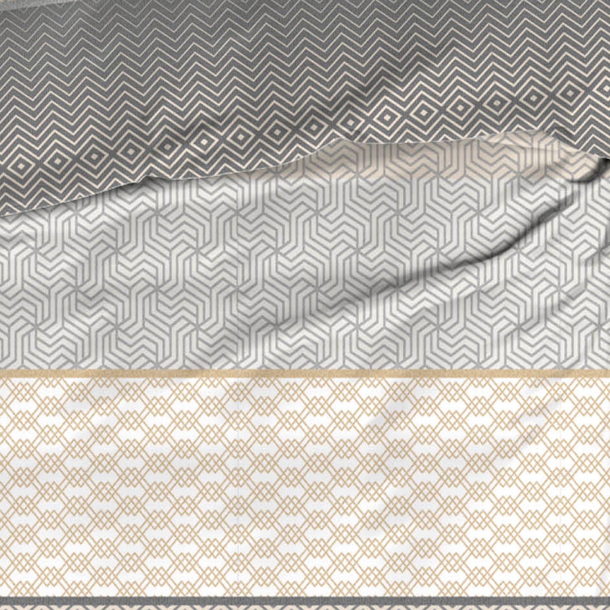 Satin d'Or dekbedovertrek satijn Maddox Antraciet/Beige