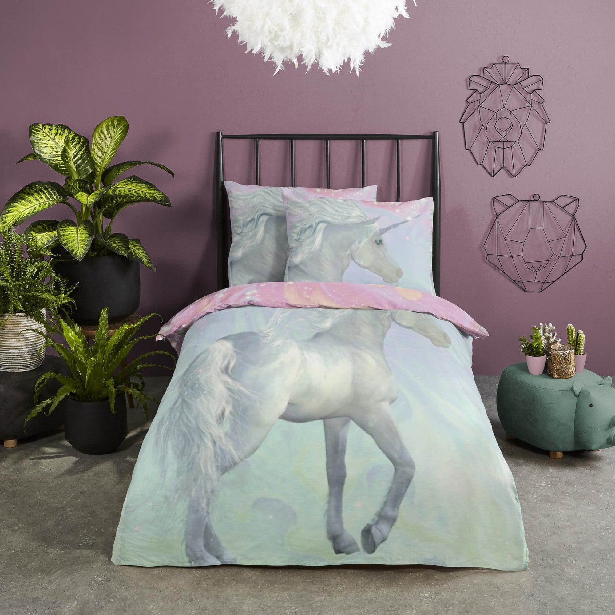 Good Morning Dekbedovertrek Katoen Unicorn Multi