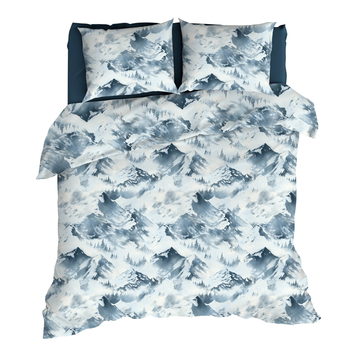 Romanette dekbedovertrek flanel Peak Mountains blauw