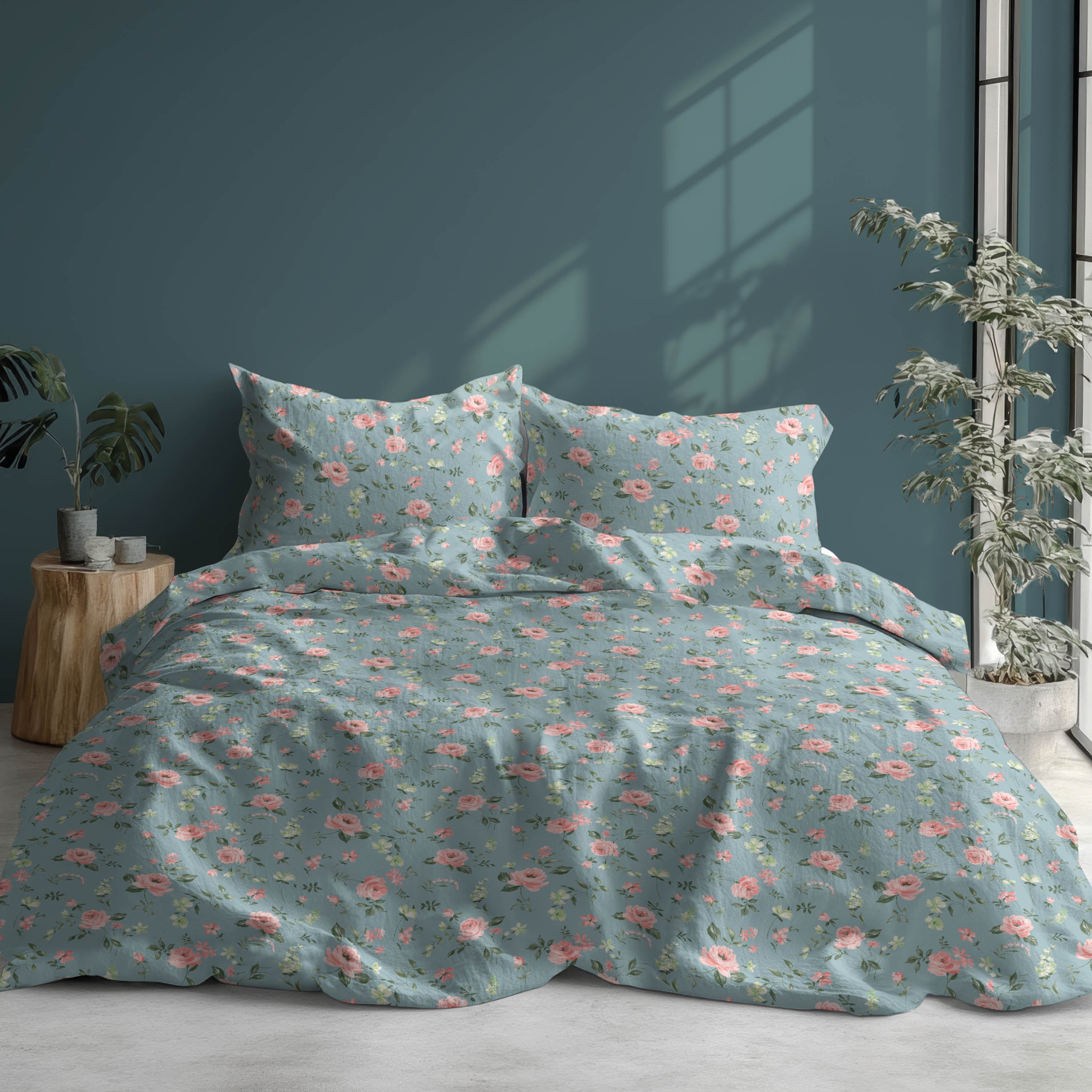 Romanette lakenset Silke katoen blauw