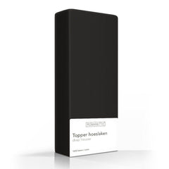 Romanette Topper Hoeslaken Katoen Zwart