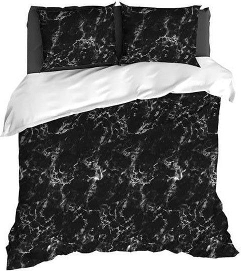 Satin d'Or Dekbedovertrek Dekbedovertrek Satijn Marble Zwart