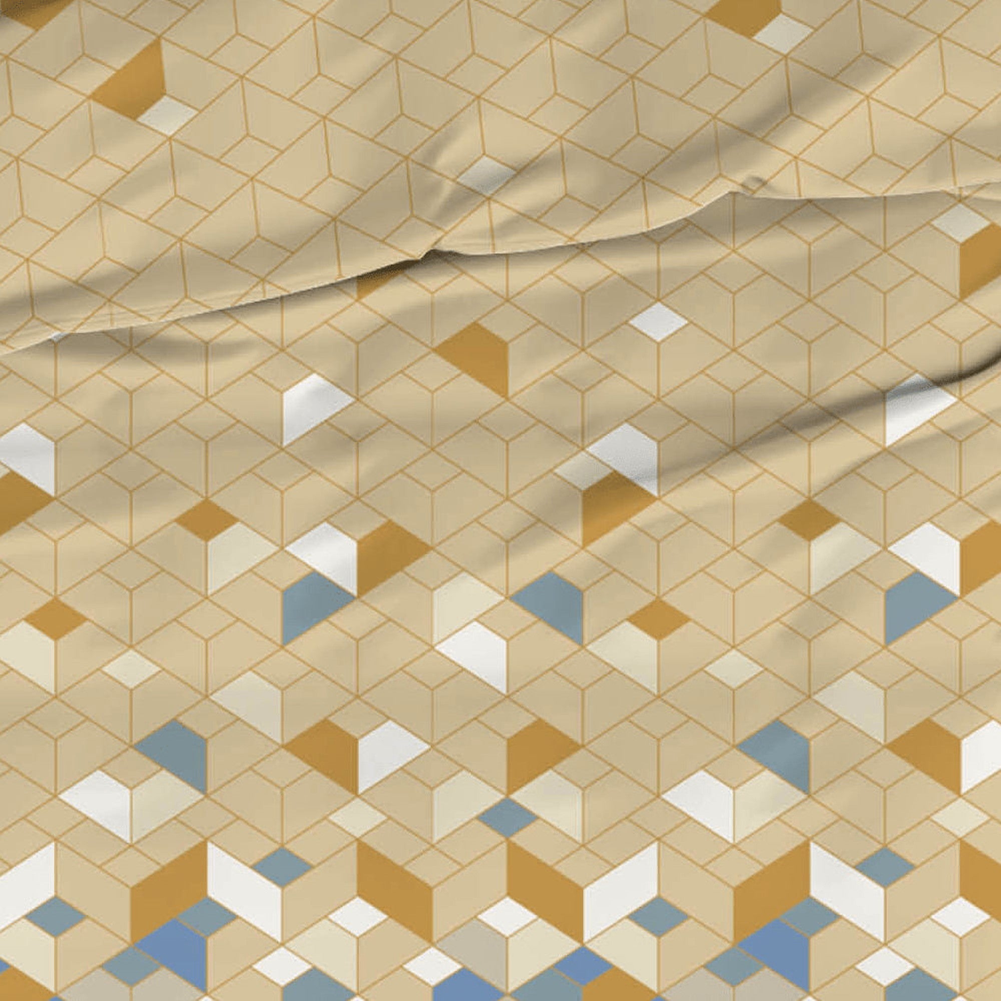 Satin d'Or dekbedovertrek satijn Scoop, Blauw/Beige