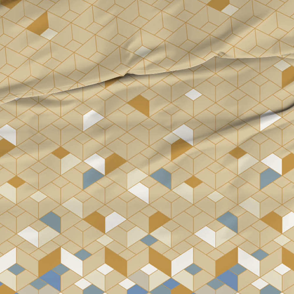 Satin d'Or Dekbedovertrek Satijn Scoop - Blauw/Beige