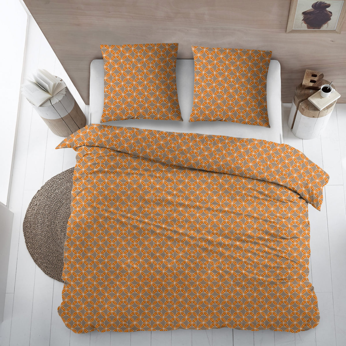 Sleepnight dekbedovertrek percale Champignons orange