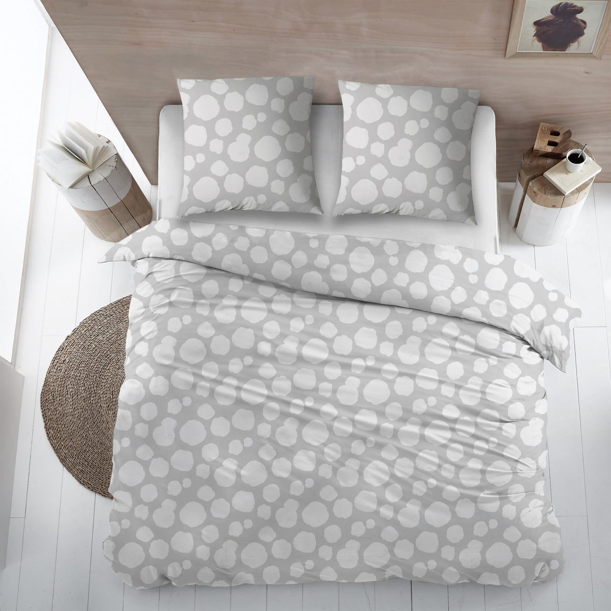 Sleepnight dekbedovertrek percale Framboises gris