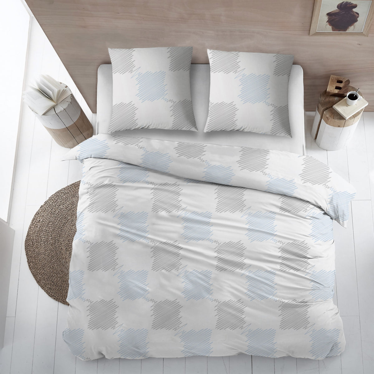 Sleepnight dekbedovertrek percale Oranges bleu gris
