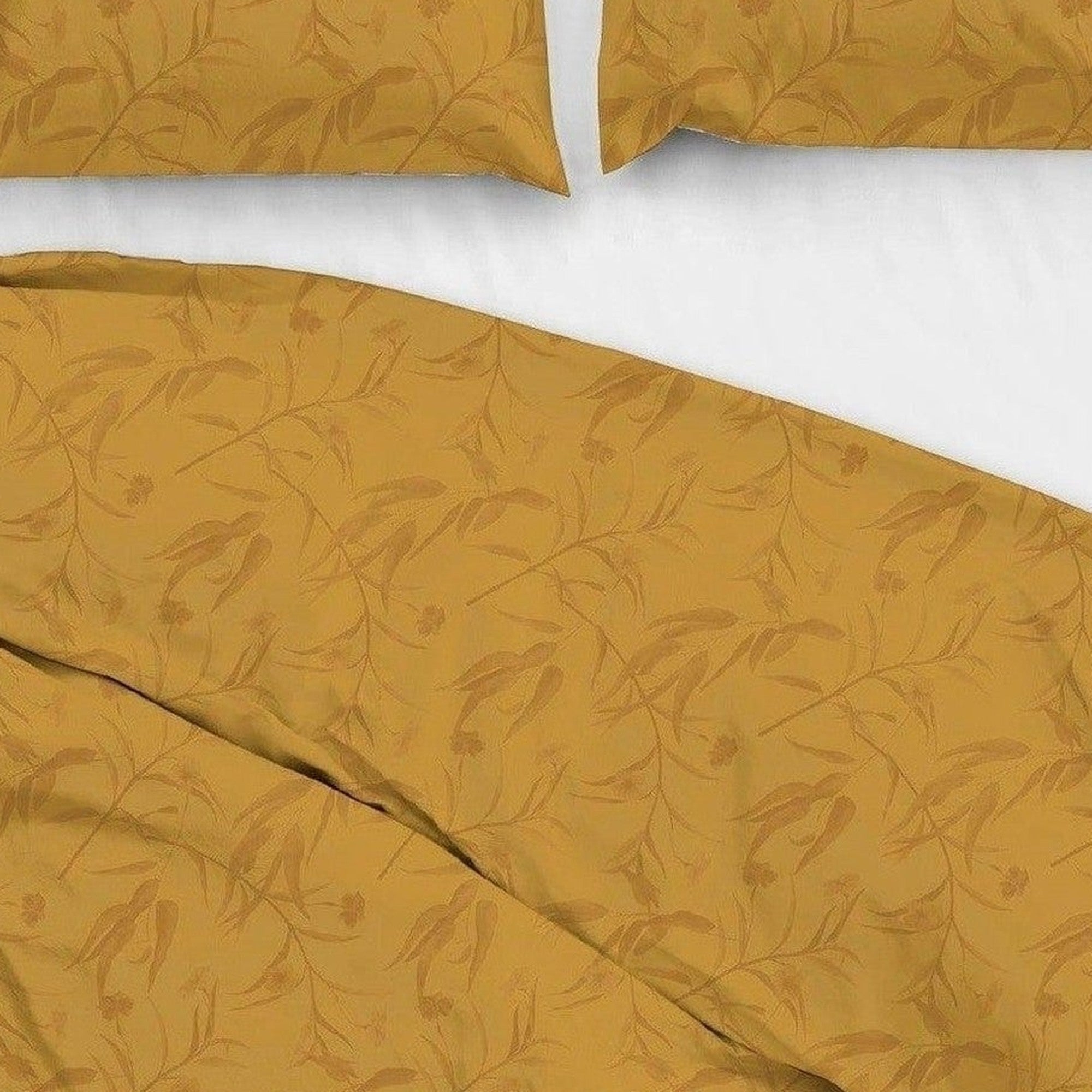 Zo Home dekbedovertrek Fiori-di-Satinado Ochre-Gold Katoen-satijn