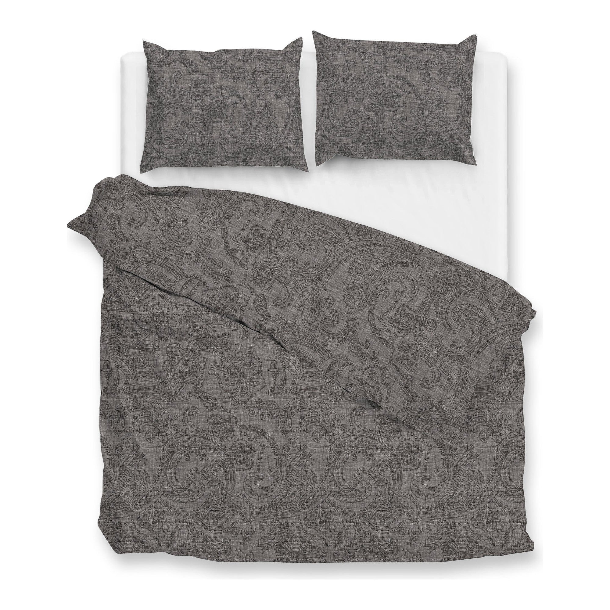 Zo Home dekbedovertrek Paisley Di Lino Dark Grey katoen