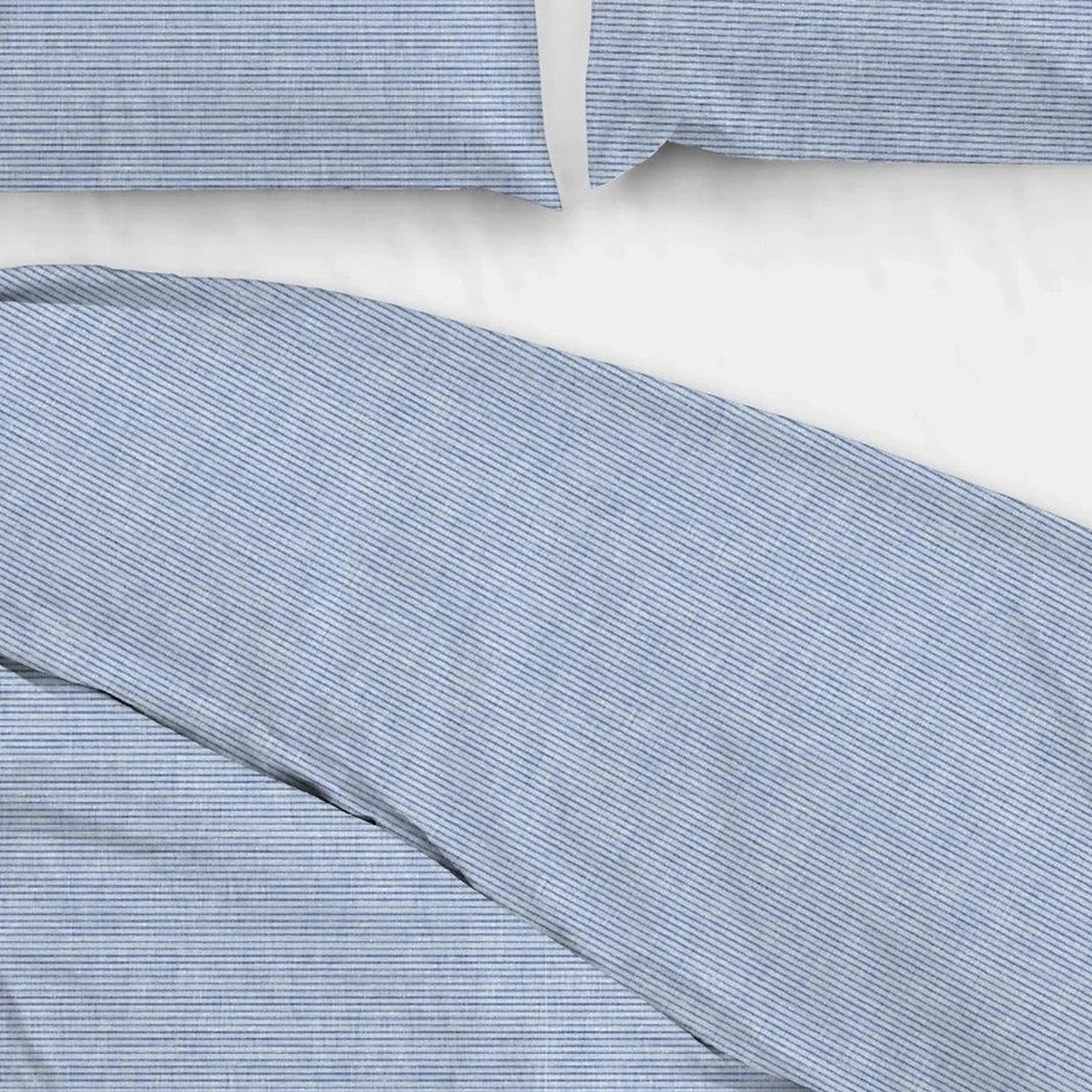 Zo Home dekbedovertrek katoen Striscia di Lino, Denim