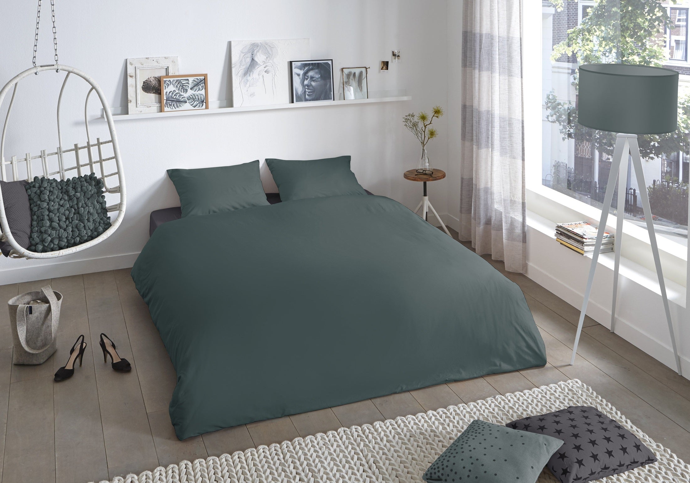 Good Morning Dekbedovertrek Katoen Uni - Dark Green