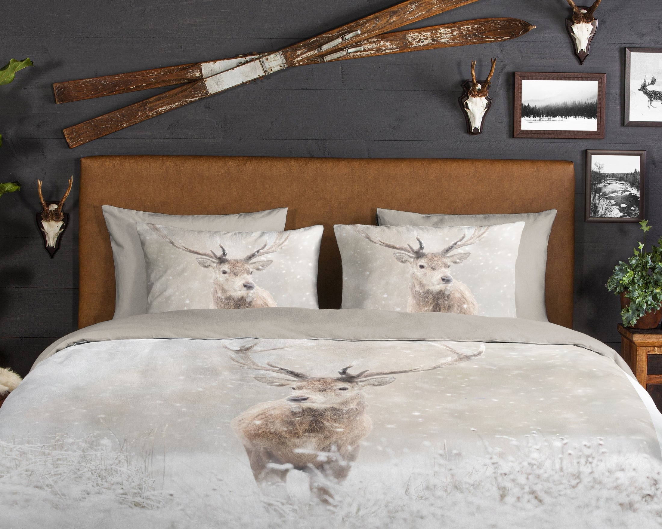 Good Morning Dekbedovertrek Flanel Snowydeer - Sand