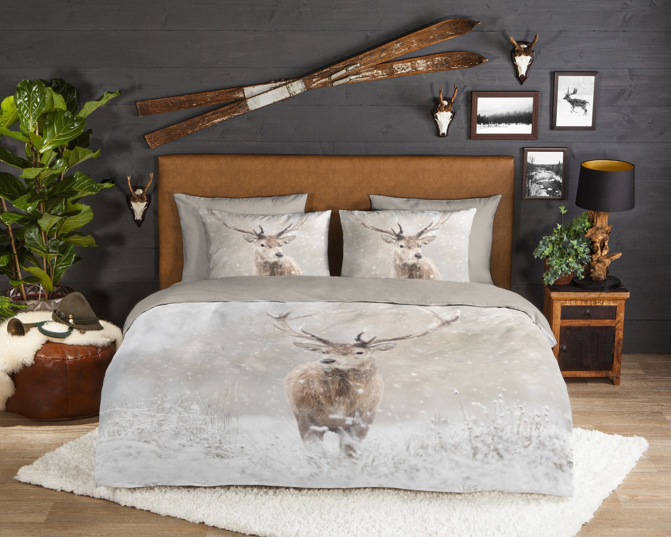 Good Morning Dekbedovertrek Flanel Snowydeer - Sand