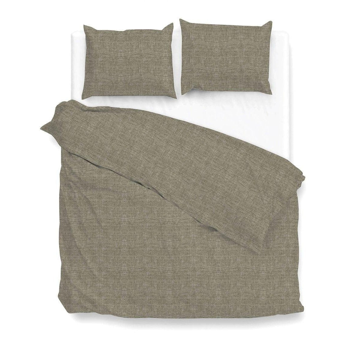 Zo Home Dekbedovertrek Lino Palm Taupe Katoen - Bedtextielonline.be