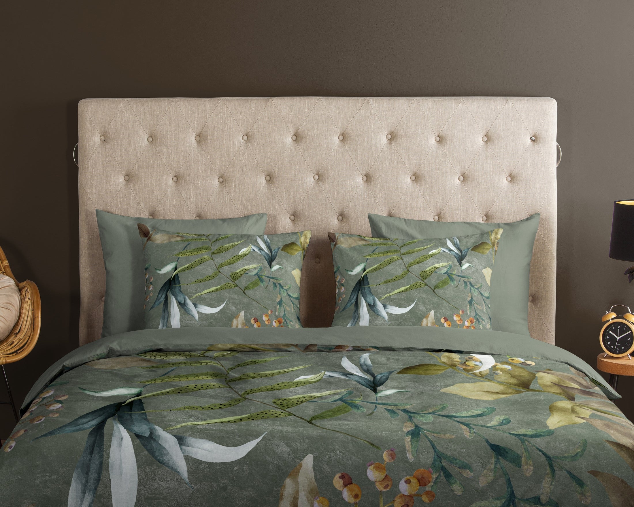 Good Morning Dekbedovertrek Katoen Janika - Olive Green